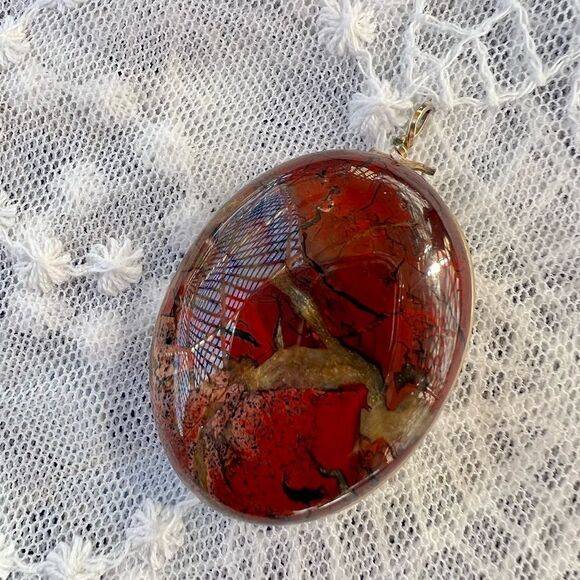 Vintage Reversible Agate & Pink Quartz 12KT Gold Fill Pendant - Picture 10 of 10